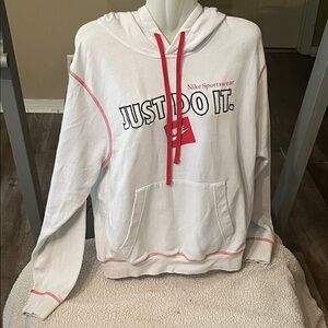 Nike White Hoodie with Red Details